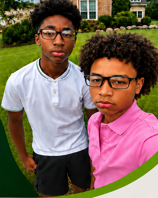 J&J Landscaping team — two young entrepreneurs